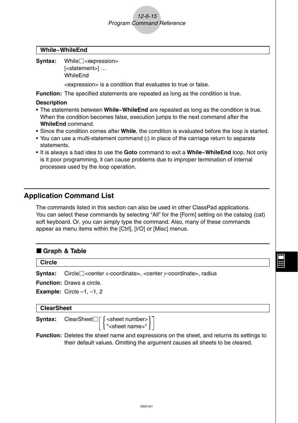 Application command list -6-15 | Casio ClassPad 300 User Manual | Page 550 / 670