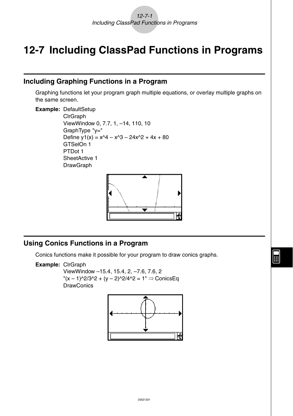 7 including classpad functions in programs, 7 including classpad functions in programs -7-1, Including classpad functions in programs | Casio ClassPad 300 User Manual | Page 582 / 670