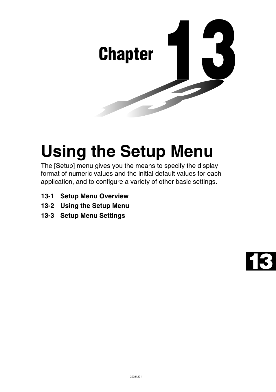 Chapter 13 using the setup menu, Chapter, Using the setup menu | Casio ClassPad 300 User Manual | Page 587 / 670