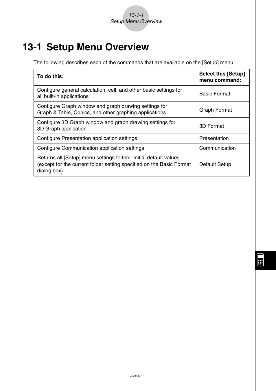 1 setup menu overview, 1 setup menu overview -1-1, Setup menu overview | Casio ClassPad 300 User Manual | Page 588 / 670