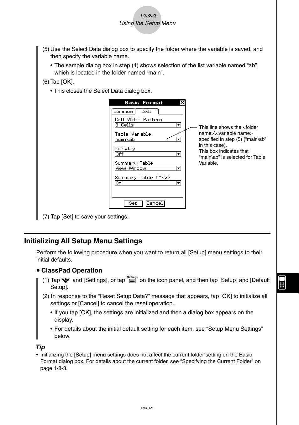 Initializing all setup menu settings -2-3, Initializing all setup menu settings | Casio ClassPad 300 User Manual | Page 591 / 670