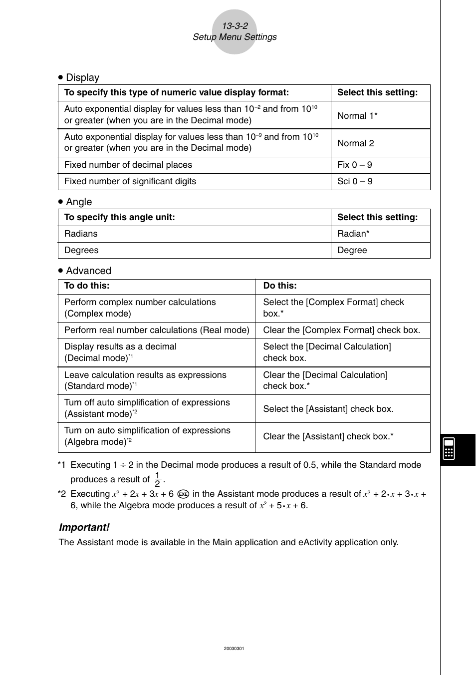 U display, U angle, U advanced | Important | Casio ClassPad 300 User Manual | Page 593 / 670