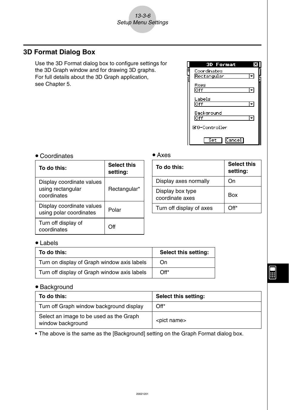 3d format dialog box -3-6, 3d format dialog box | Casio ClassPad 300 User Manual | Page 597 / 670