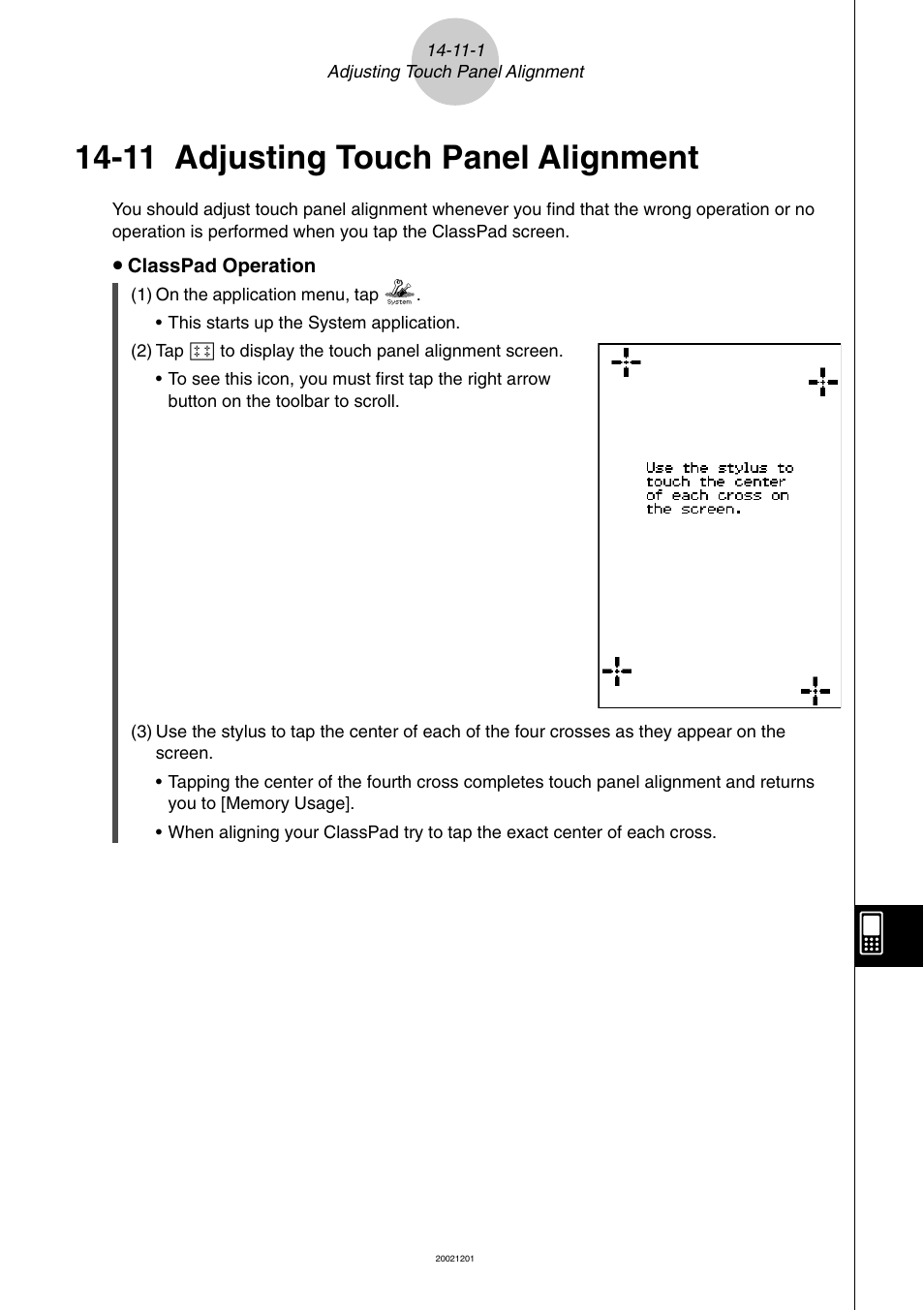 11 adjusting touch panel alignment, 11 adjusting touch panel alignment -11-1 | Casio ClassPad 300 User Manual | Page 615 / 670