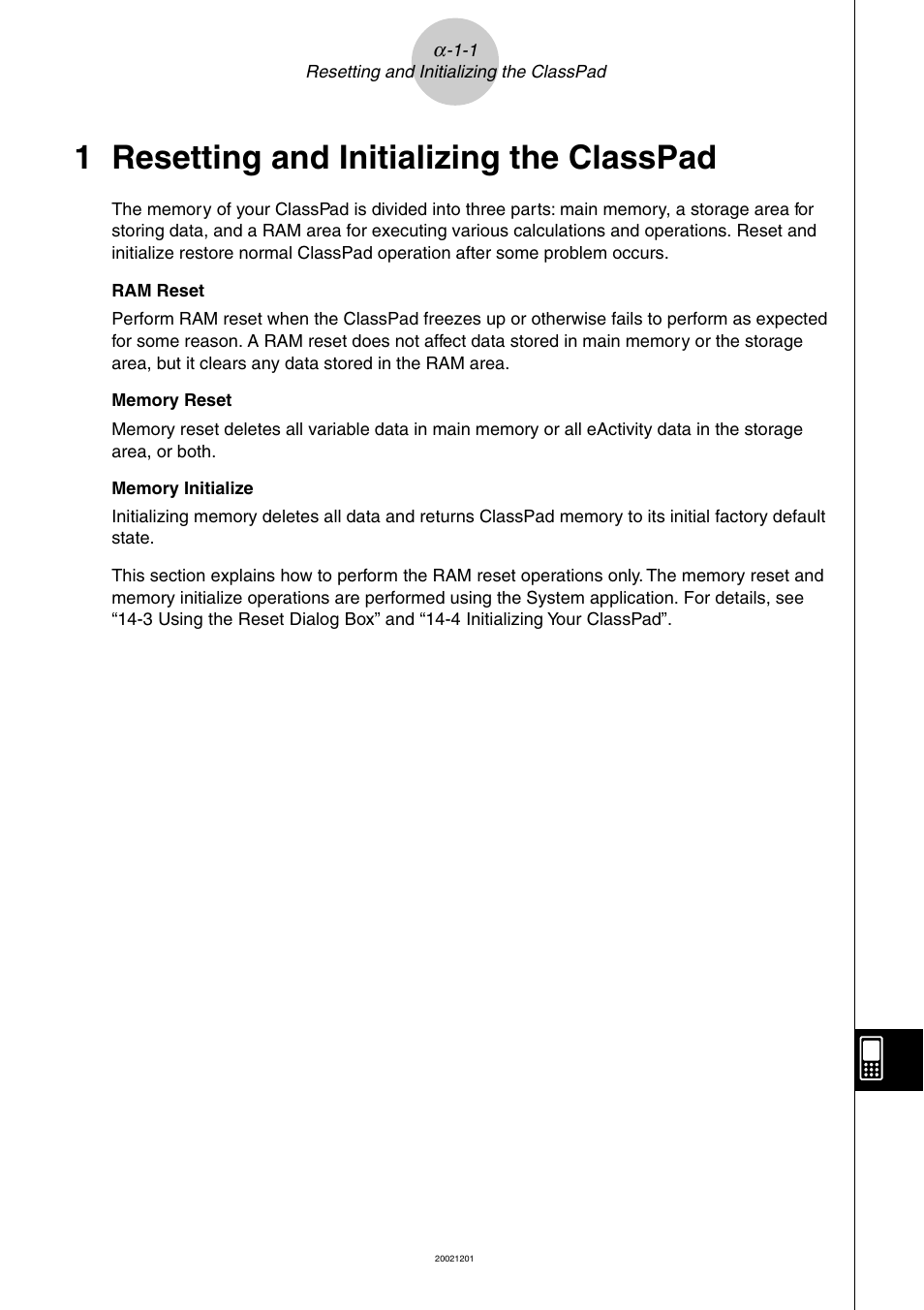 1 resetting and initializing the classpad, Resetting and initializing the classpad | Casio ClassPad 300 User Manual | Page 634 / 670