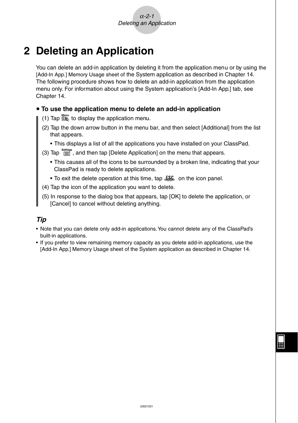 2 deleting an application, Deleting an application | Casio ClassPad 300 User Manual | Page 636 / 670