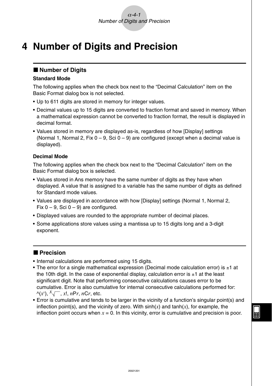 4 number of digits and precision, Number of digits and precision | Casio ClassPad 300 User Manual | Page 641 / 670