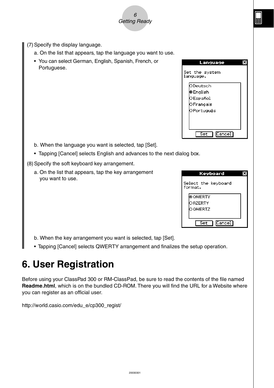 User registration | Casio ClassPad 300 User Manual | Page 8 / 670