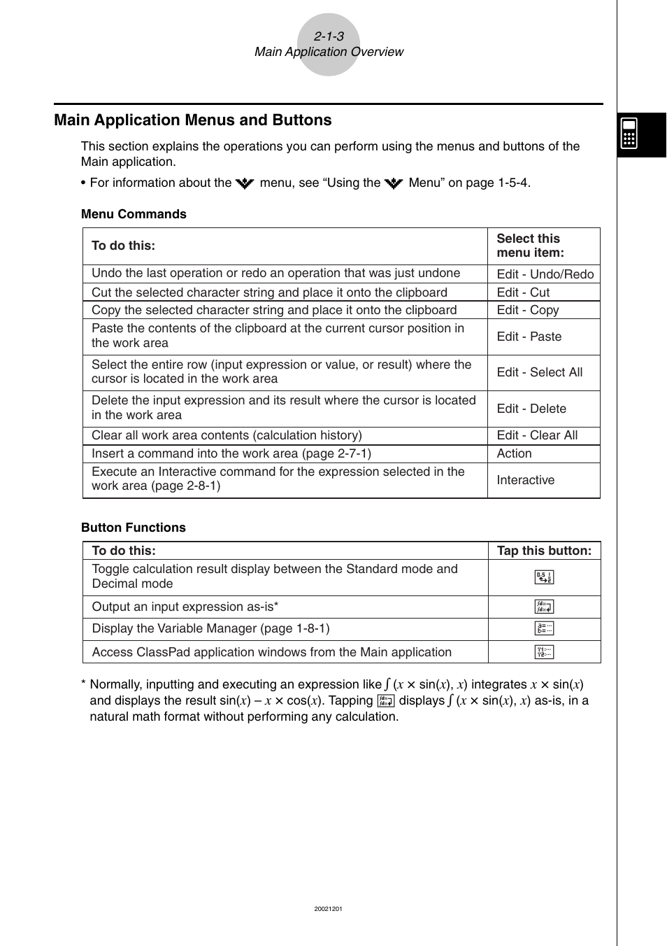 Main application menus and buttons -1-3 | Casio ClassPad 300 User Manual | Page 93 / 670