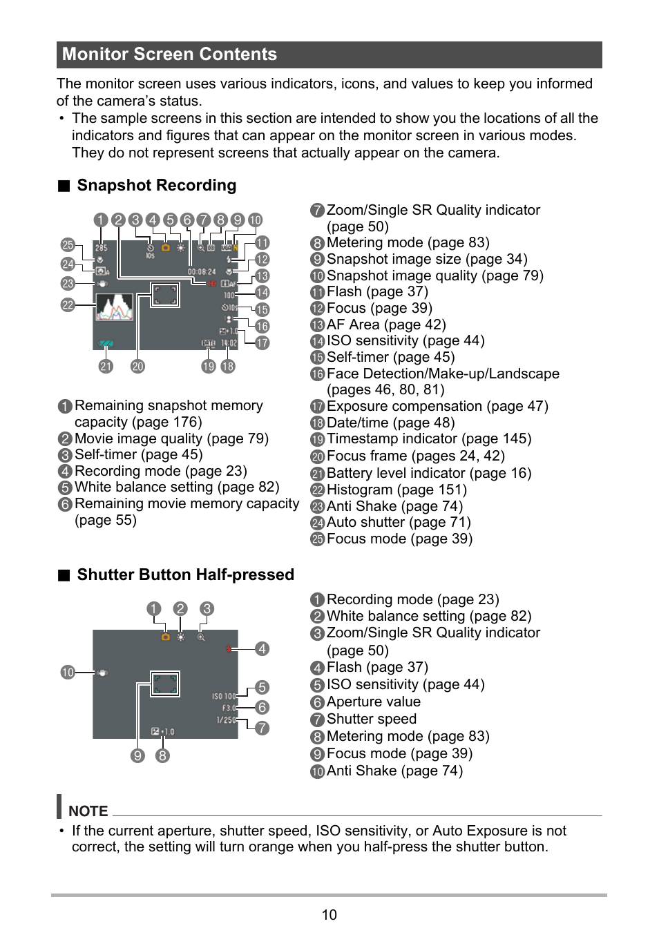 Monitor screen contents | Casio EX-H30 User Manual | Page 10 / 196