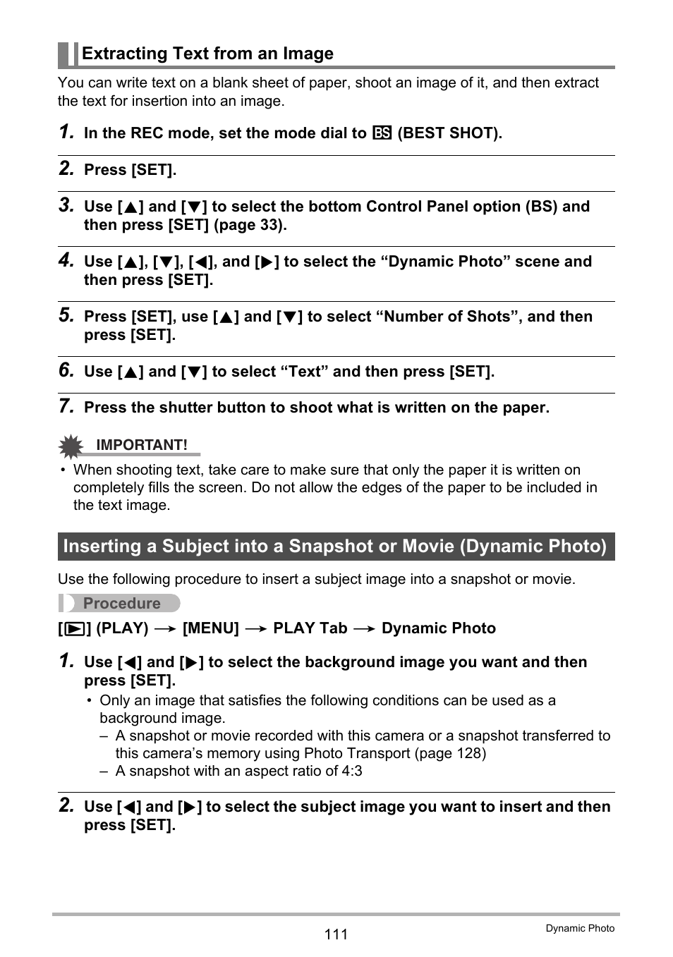 Extracting text from an image | Casio EX-H30 User Manual | Page 111 / 196