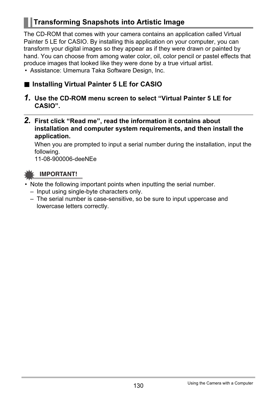 Transforming snapshots into artistic image, E 130) | Casio EX-H30 User Manual | Page 130 / 196