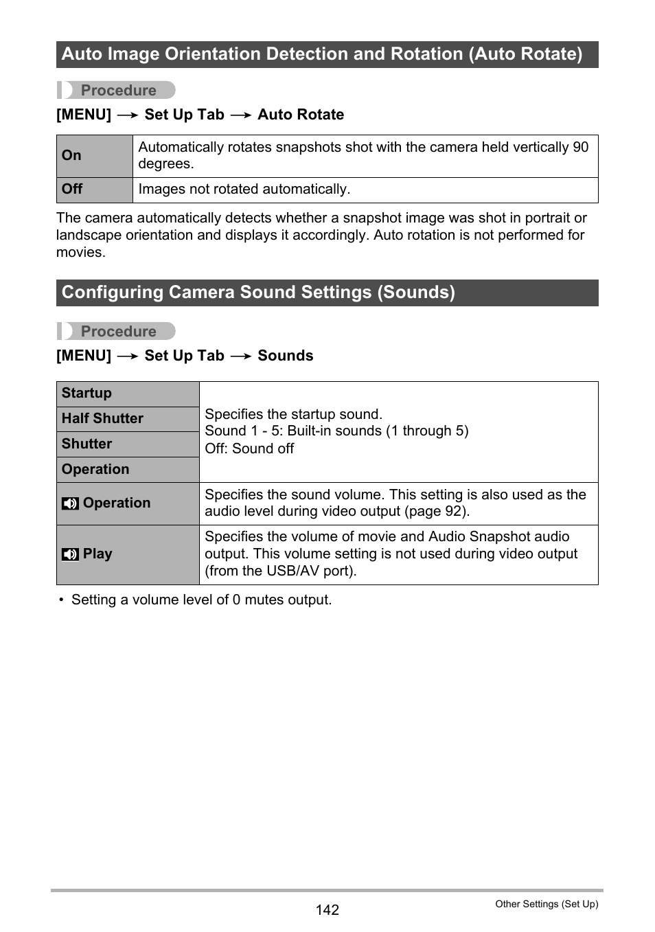 Configuring camera sound settings (sounds), Age 142) | Casio EX-H30 User Manual | Page 142 / 196