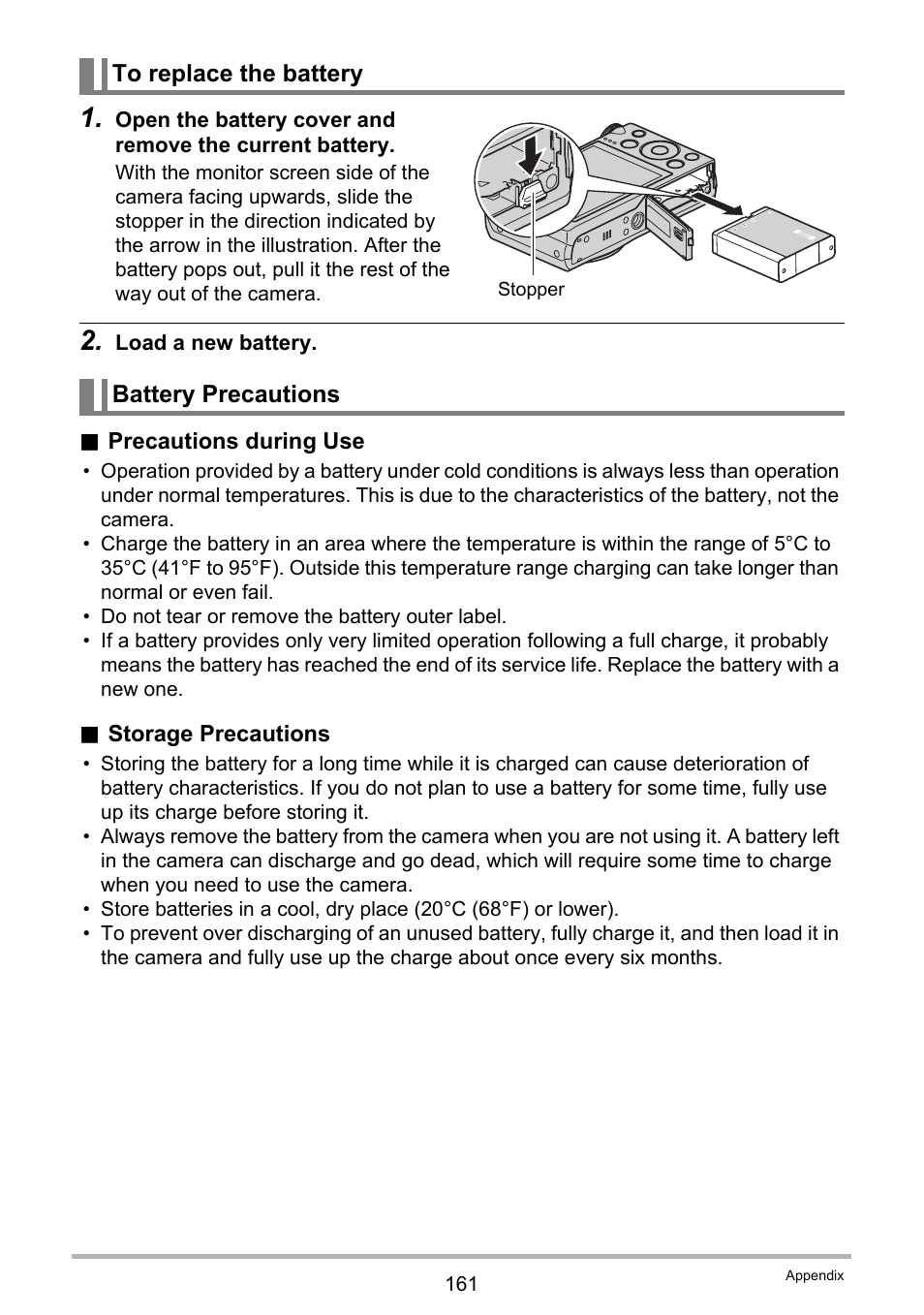 To replace the battery, Battery precautions | Casio EX-H30 User Manual | Page 161 / 196