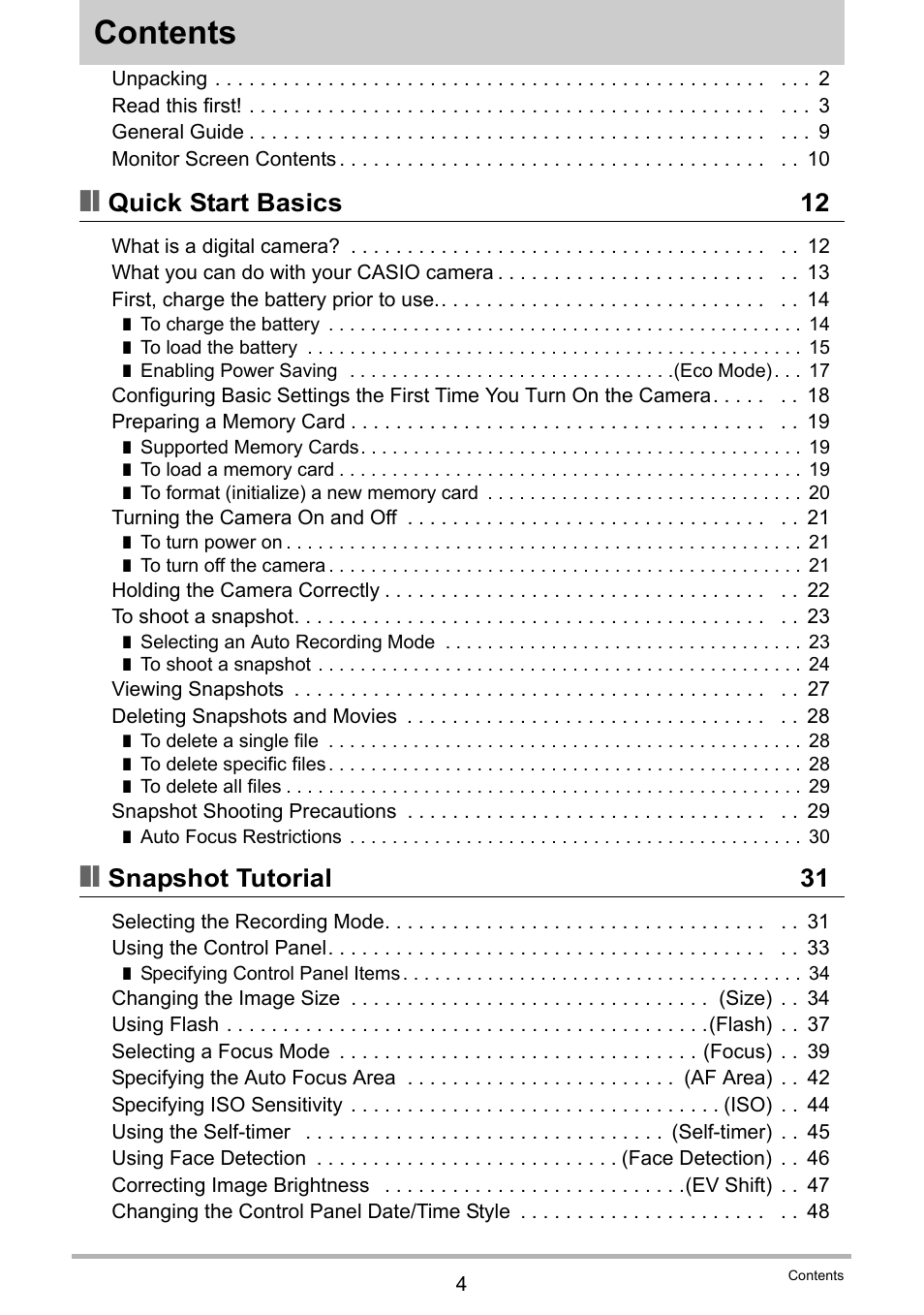 Casio EX-H30 User Manual | Page 4 / 196