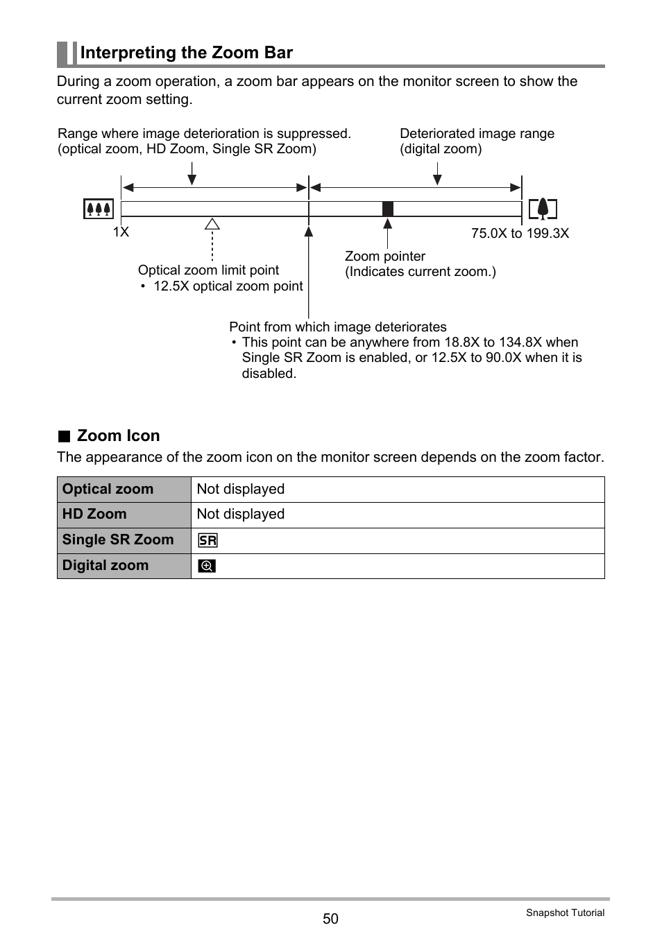 Interpreting the zoom bar | Casio EX-H30 User Manual | Page 50 / 196