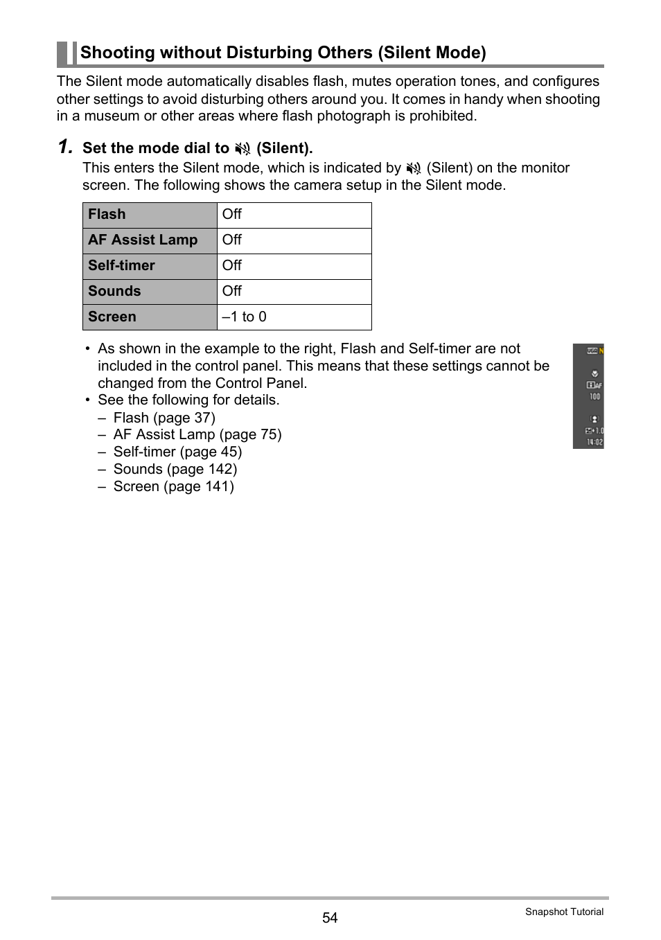 Shooting without disturbing others (silent mode) | Casio EX-H30 User Manual | Page 54 / 196