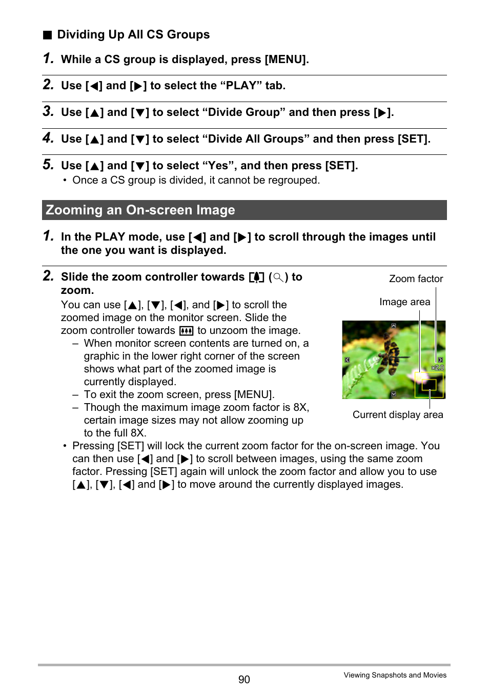 Zooming an on-screen image, Age 90) | Casio EX-H30 User Manual | Page 90 / 196