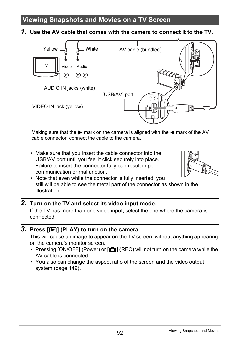 Viewing snapshots and movies on a tv screen | Casio EX-H30 User Manual | Page 92 / 196