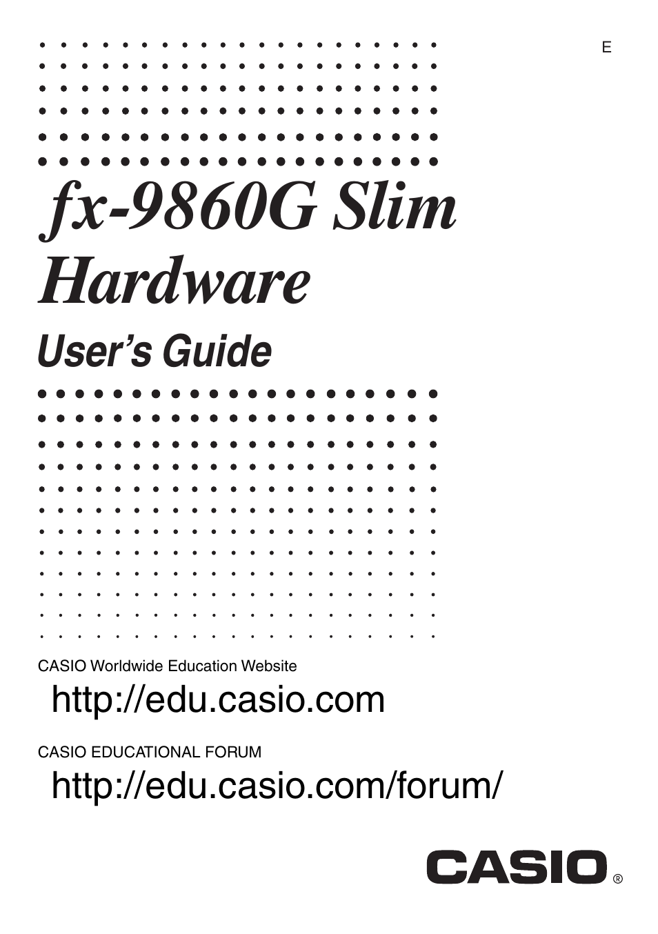 Casio SLIM HARDWARE FX-9860G User Manual | 19 pages