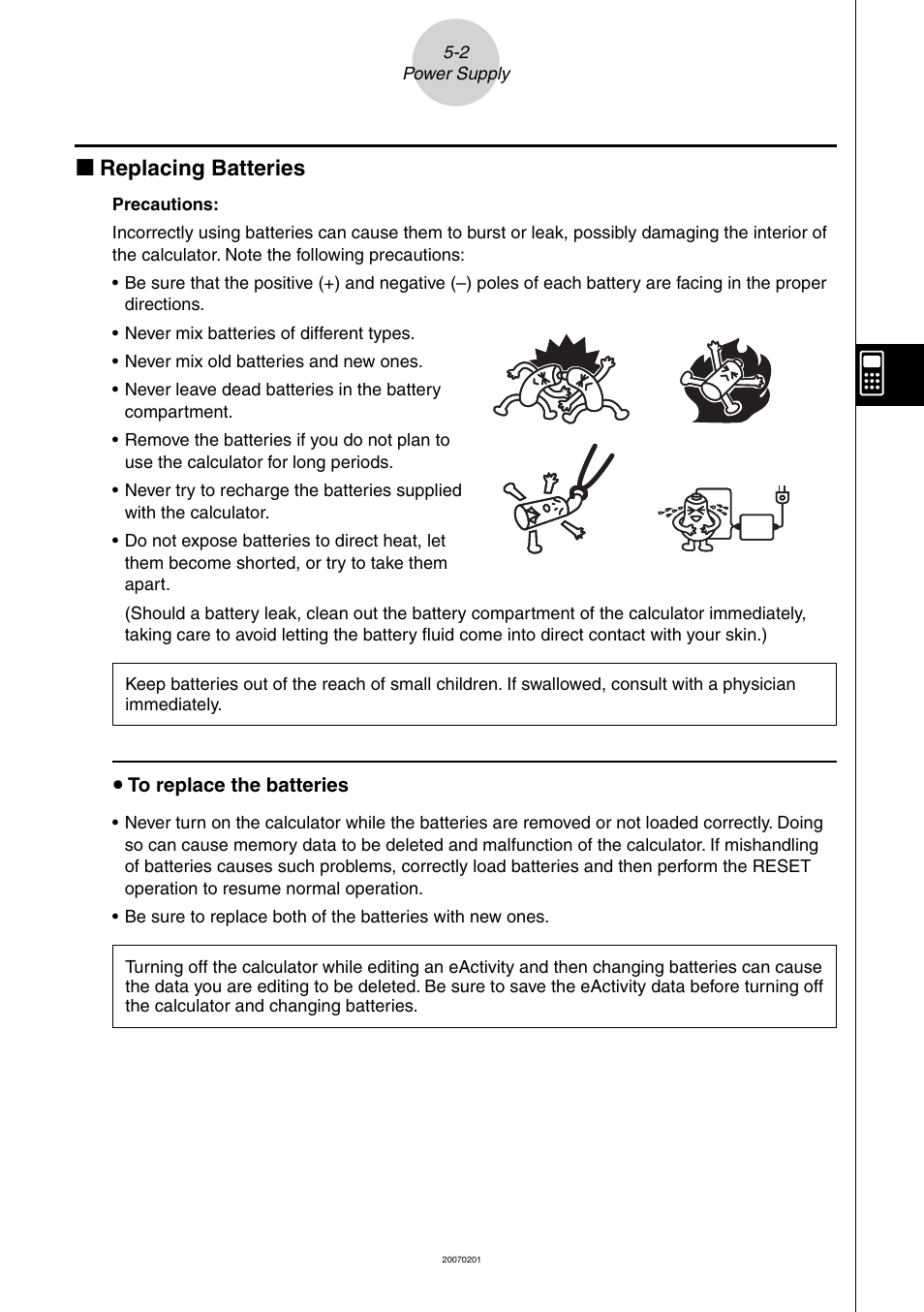 K replacing batteries | Casio SLIM HARDWARE FX-9860G User Manual | Page 15 / 19