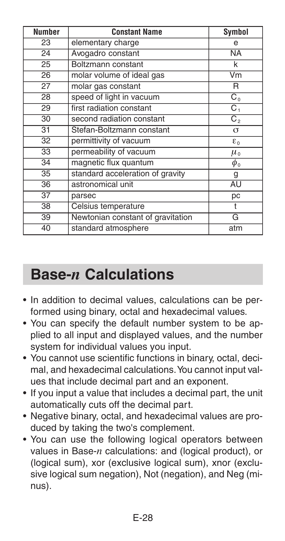 Base, Calculations | Casio fx-115W User Manual | Page 30 / 43