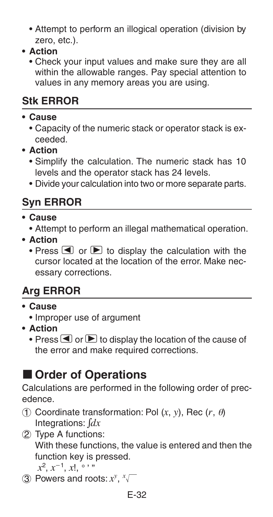 K order of operations | Casio fx-115W User Manual | Page 34 / 43