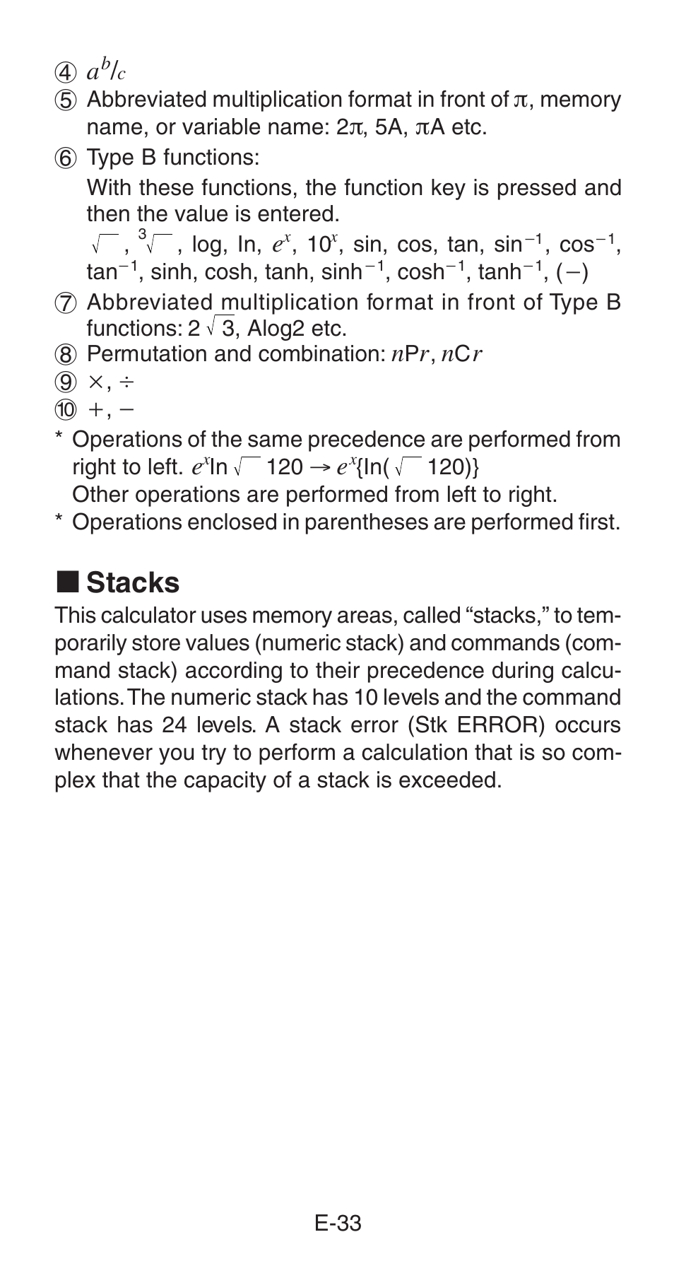 K stacks | Casio fx-115W User Manual | Page 35 / 43