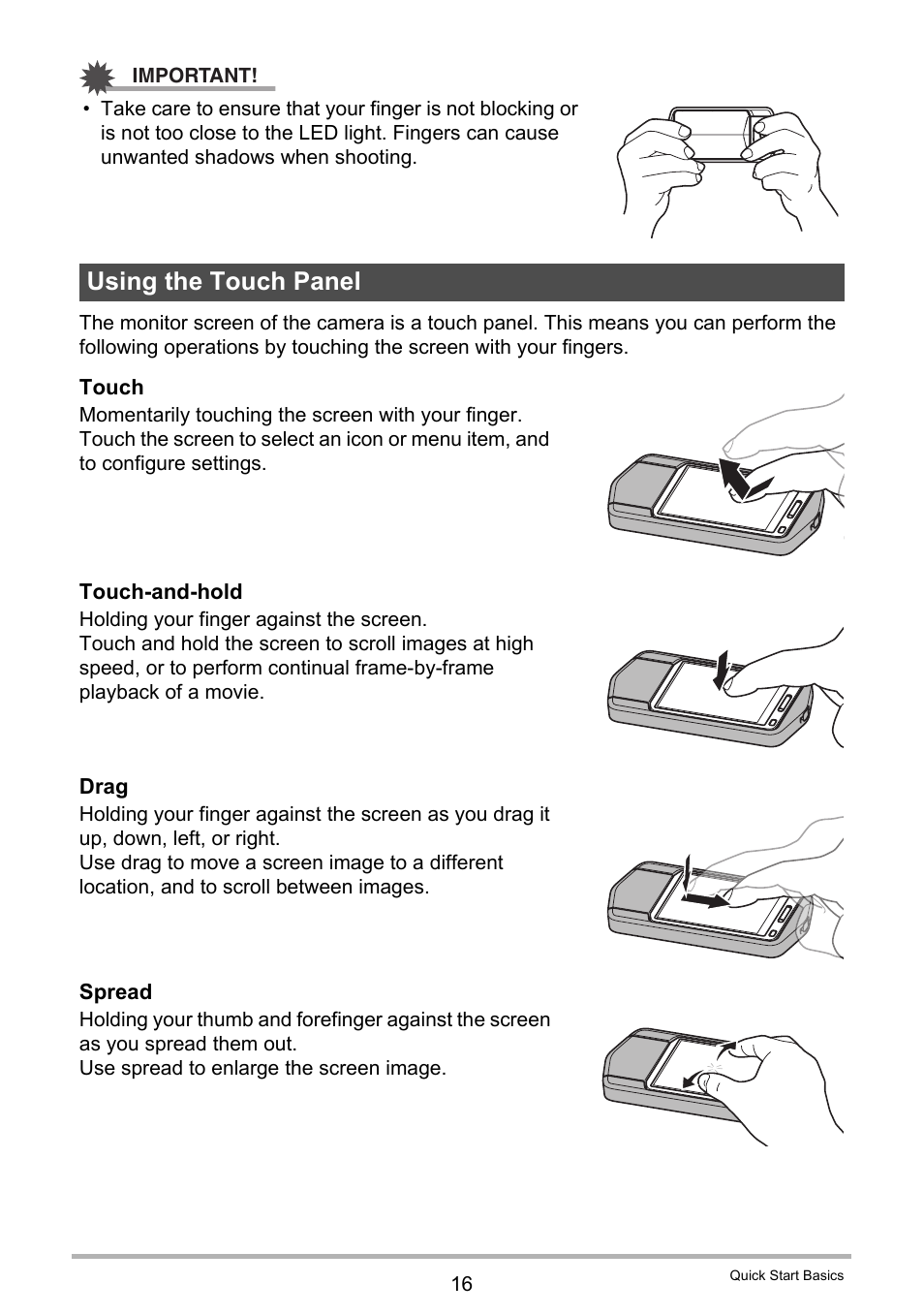 Using the touch panel, For more information | Casio EX-TR100 User Manual | Page 16 / 129