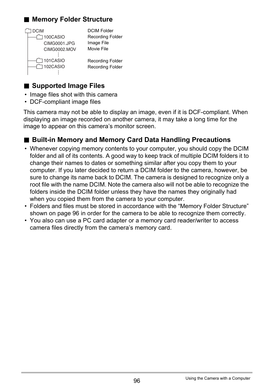 Supported image files | Casio EX-TR100 User Manual | Page 96 / 129