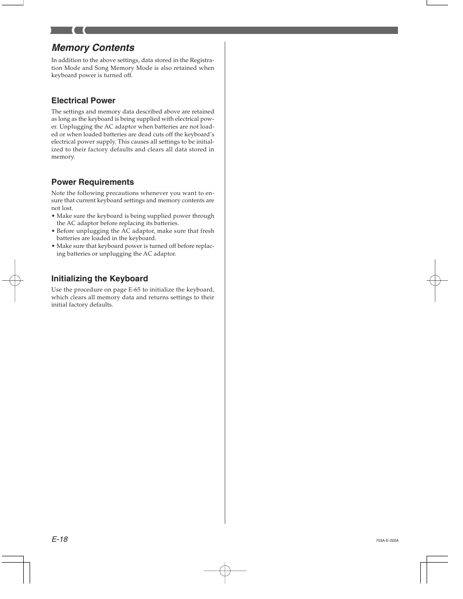Electrical power, Power requirements, Initializing the keyboard | Casio CTK-671 User Manual | Page 20 / 98