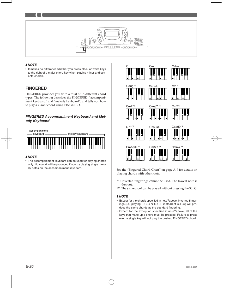 Fingered, E-30 | Casio CTK-671 User Manual | Page 32 / 98