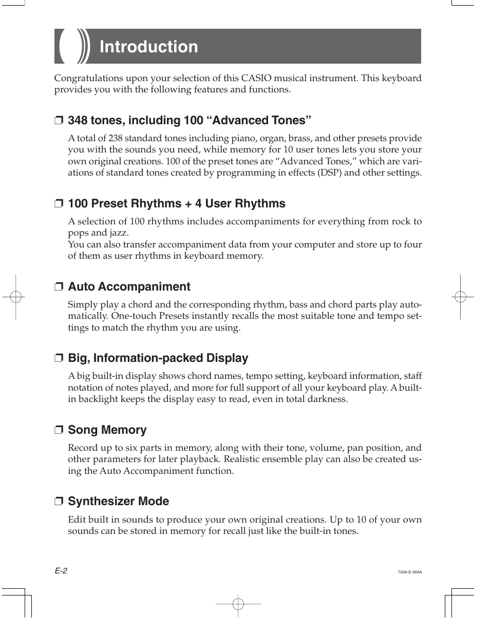 Introduction | Casio CTK-671 User Manual | Page 4 / 98