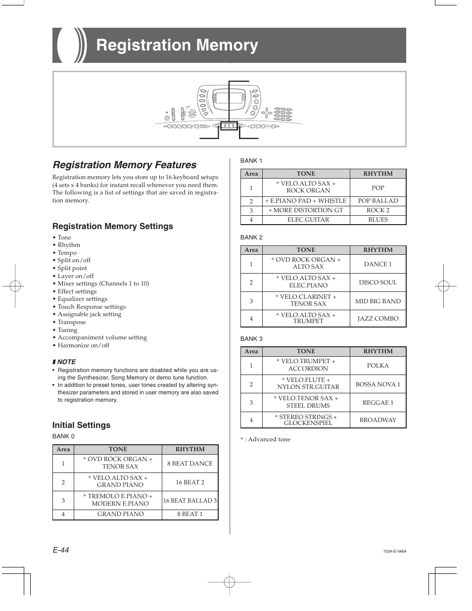 Initial settings | Casio CTK-671 User Manual | Page 46 / 98