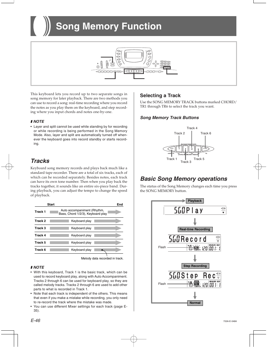 P l a, S t e, Tracks | Selecting a track | Casio CTK-671 User Manual | Page 48 / 98