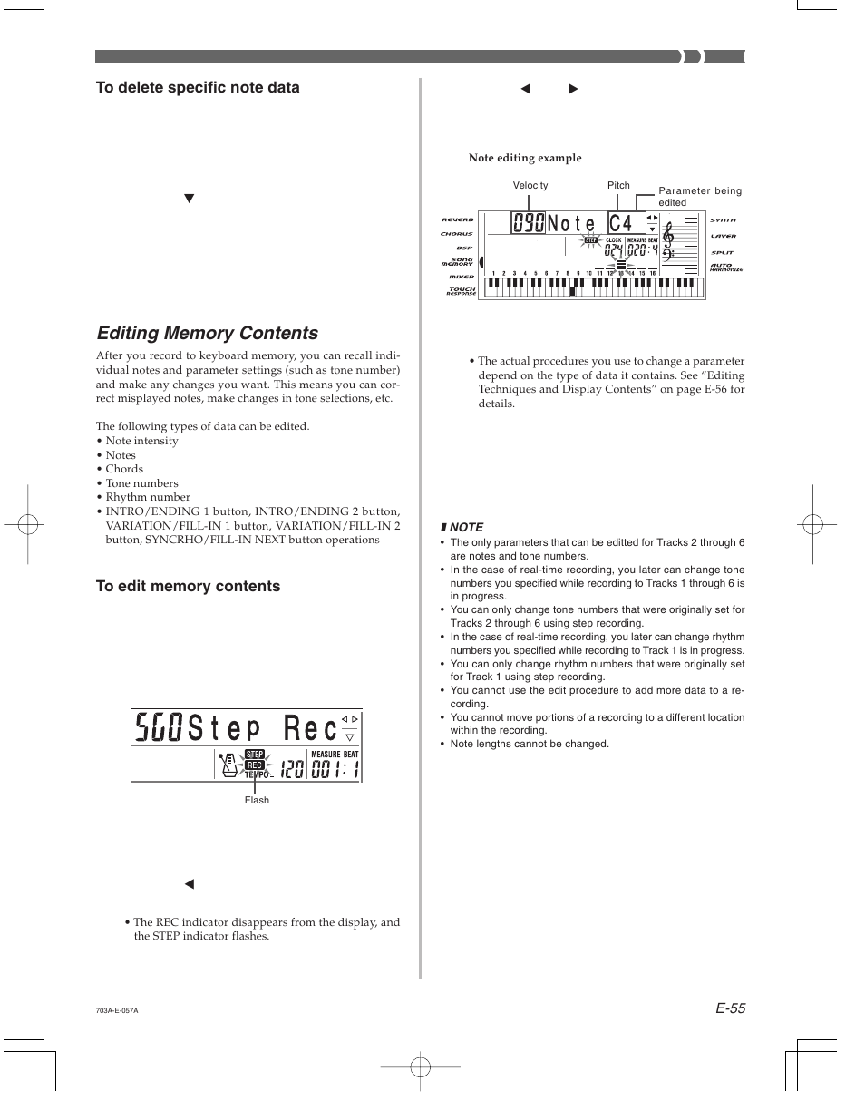 S t e, R e c | Casio CTK-671 User Manual | Page 57 / 98
