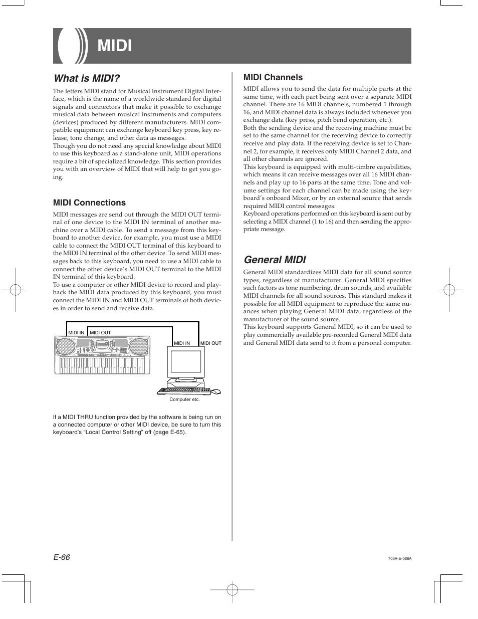 Midi, What is midi, General midi | Casio CTK-671 User Manual | Page 68 / 98