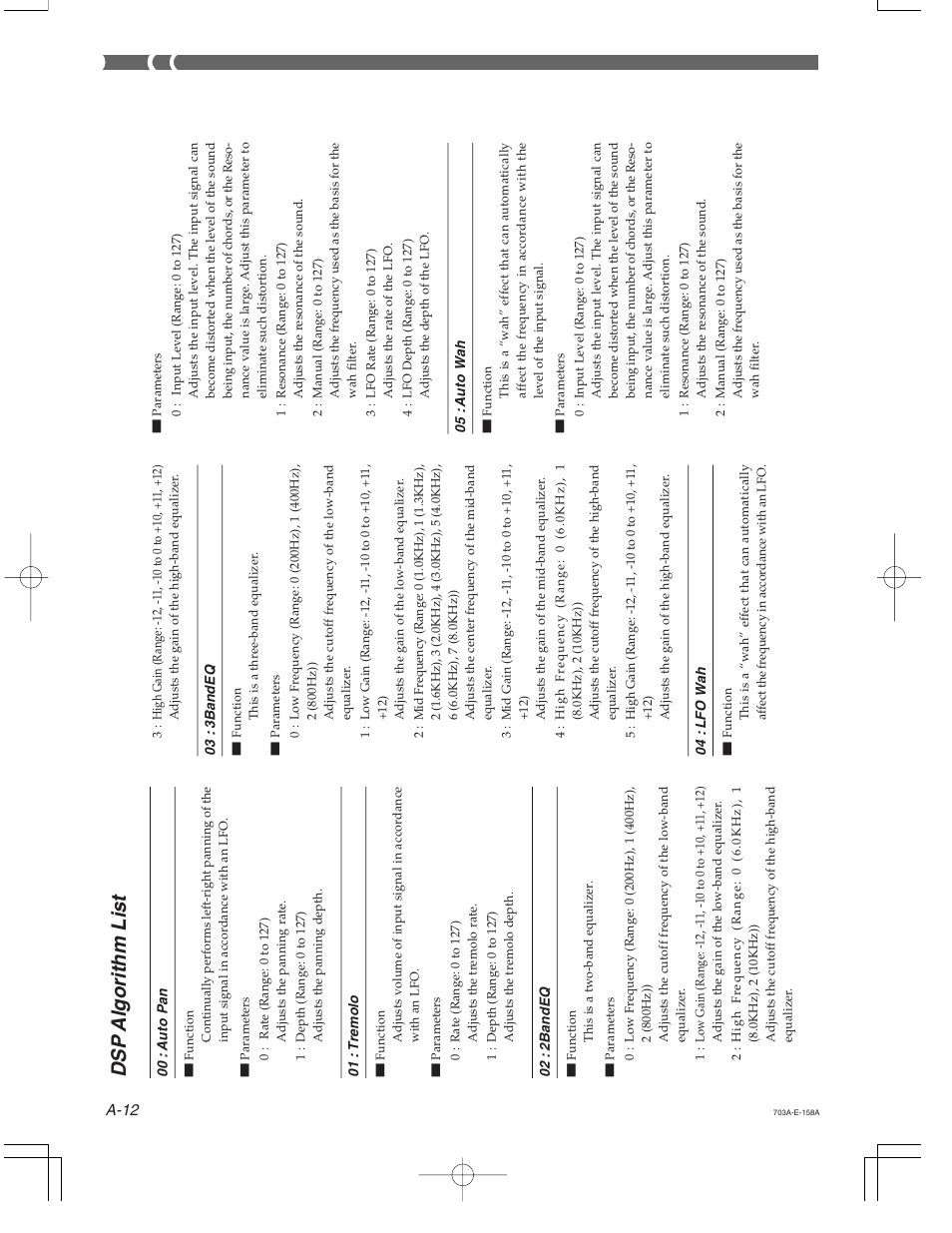 Dsp algorithm list | Casio CTK-671 User Manual | Page 86 / 98
