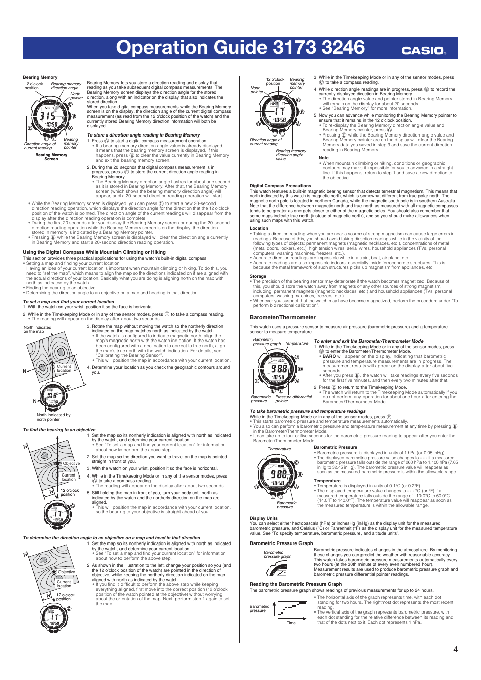 Barometer/thermometer | Casio 3246 User Manual | Page 4 / 10