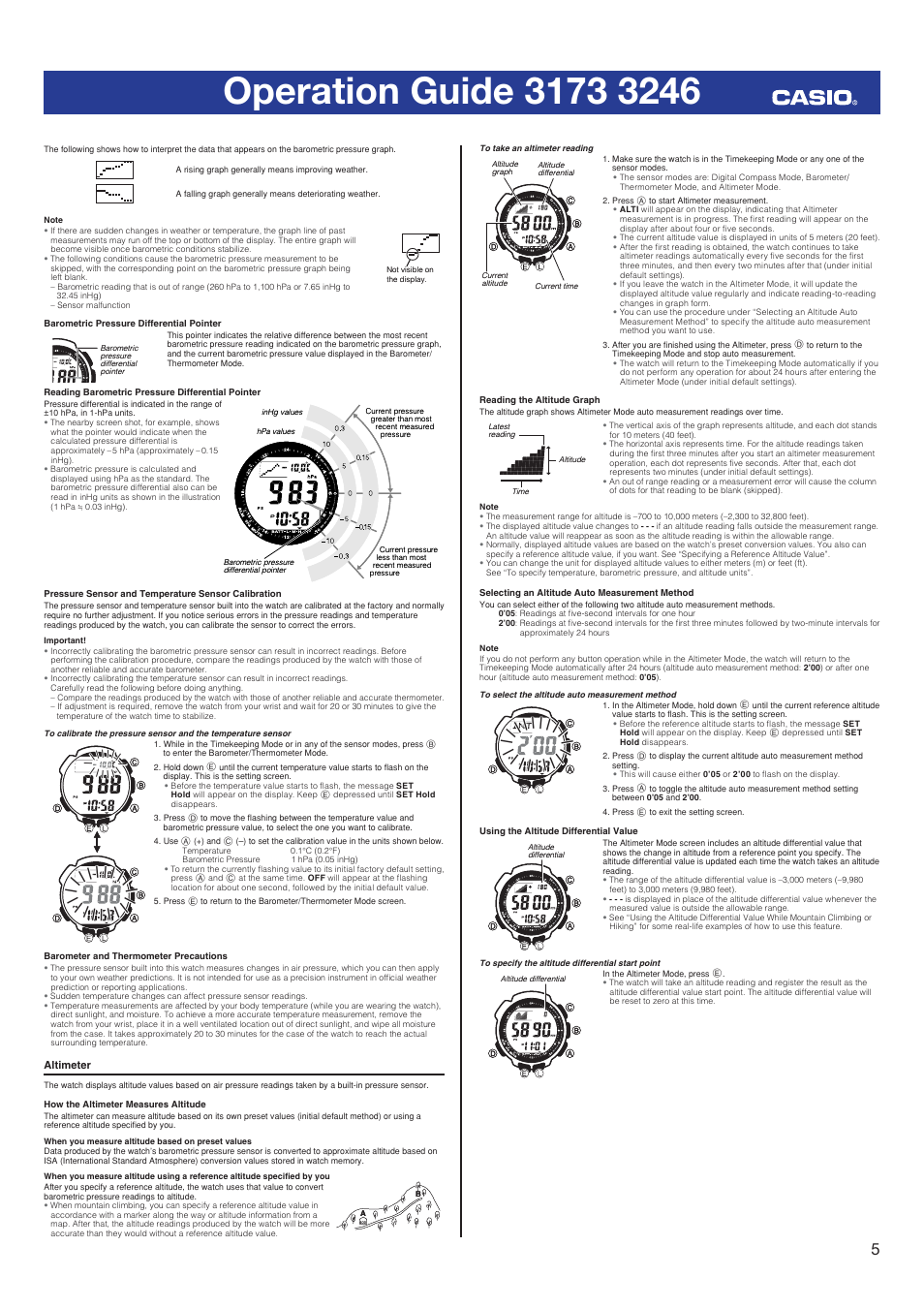 Altimeter | Casio 3246 User Manual | Page 5 / 10