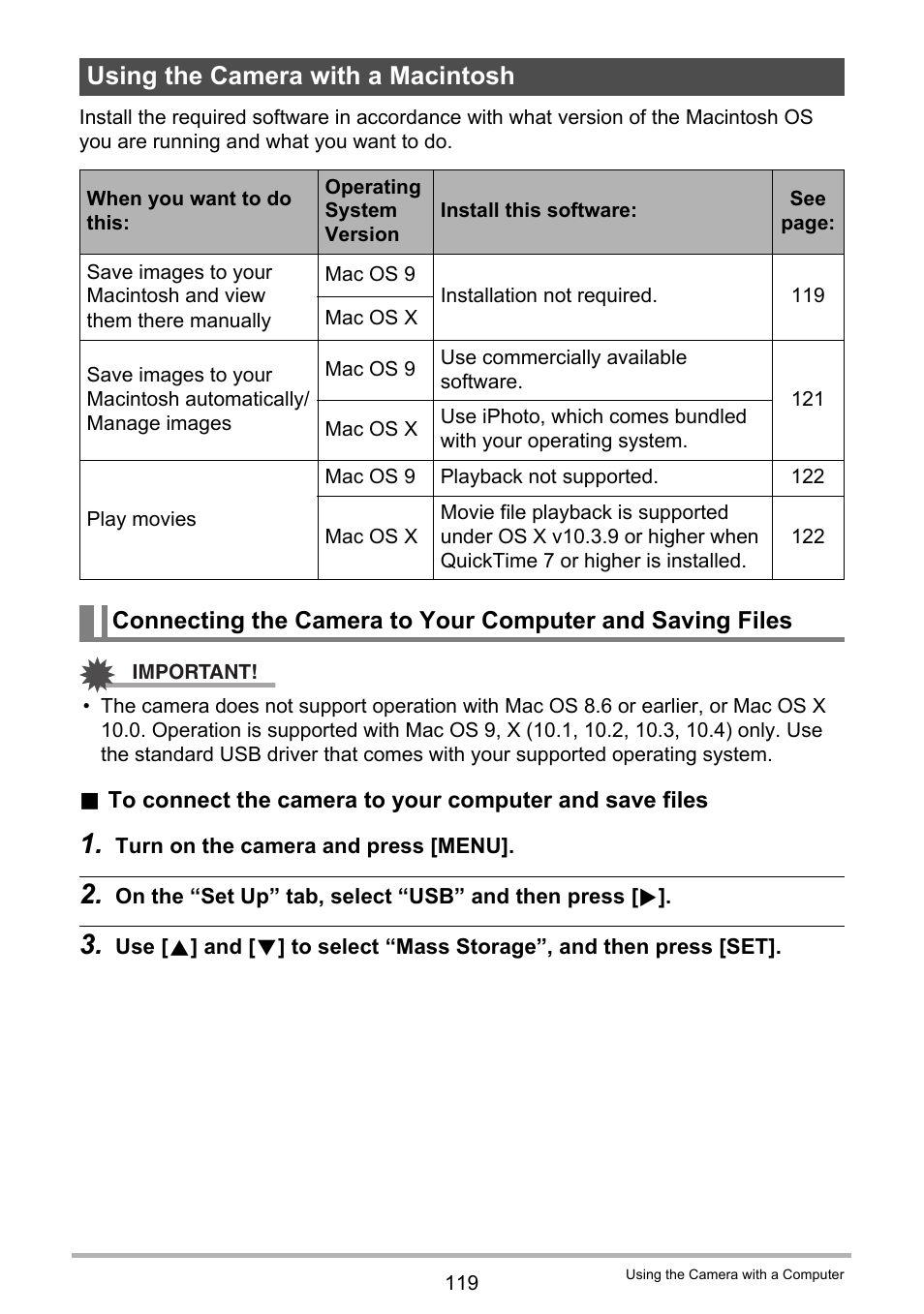 Using the camera with a macintosh | Casio EX-Z200 User Manual | Page 119 / 171
