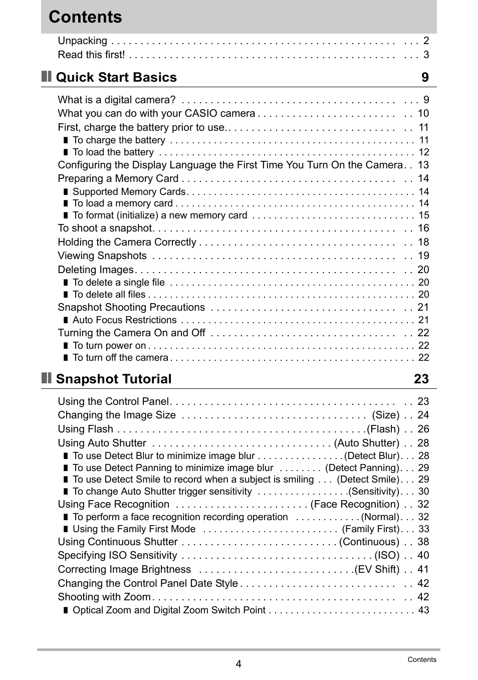 Casio EX-Z200 User Manual | Page 4 / 171