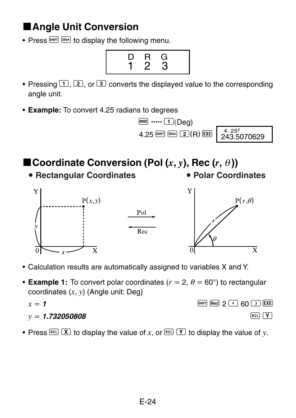 K angle unit conversion | Casio fx-3650P User Manual | Page 26 / 61