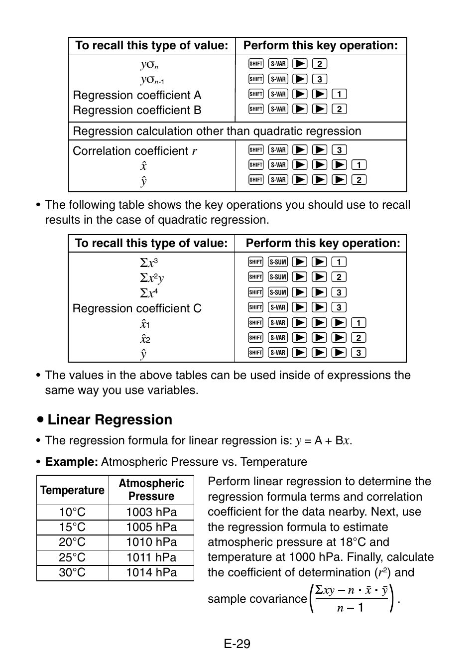 U linear regression | Casio fx-3650P User Manual | Page 31 / 61