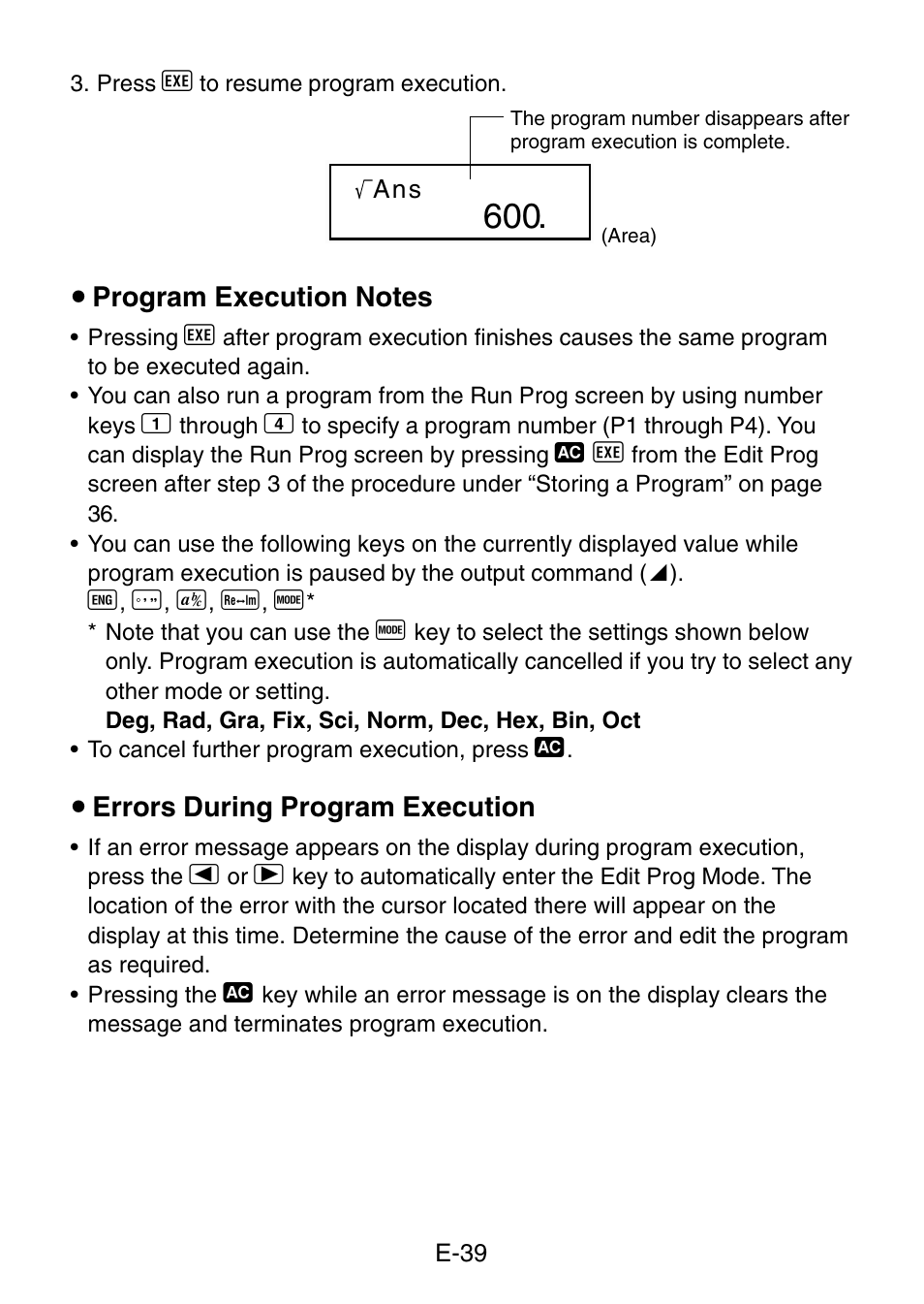 U errors during program execution | Casio fx-3650P User Manual | Page 41 / 61