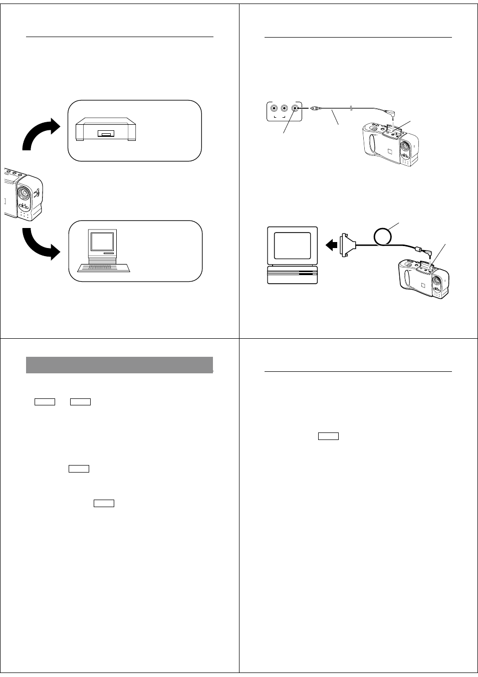 Using the qv-10 with a connected device, Qv-10 terminals, Television | Video tape deck, Video printer | Casio QV-10A User Manual | Page 20 / 23