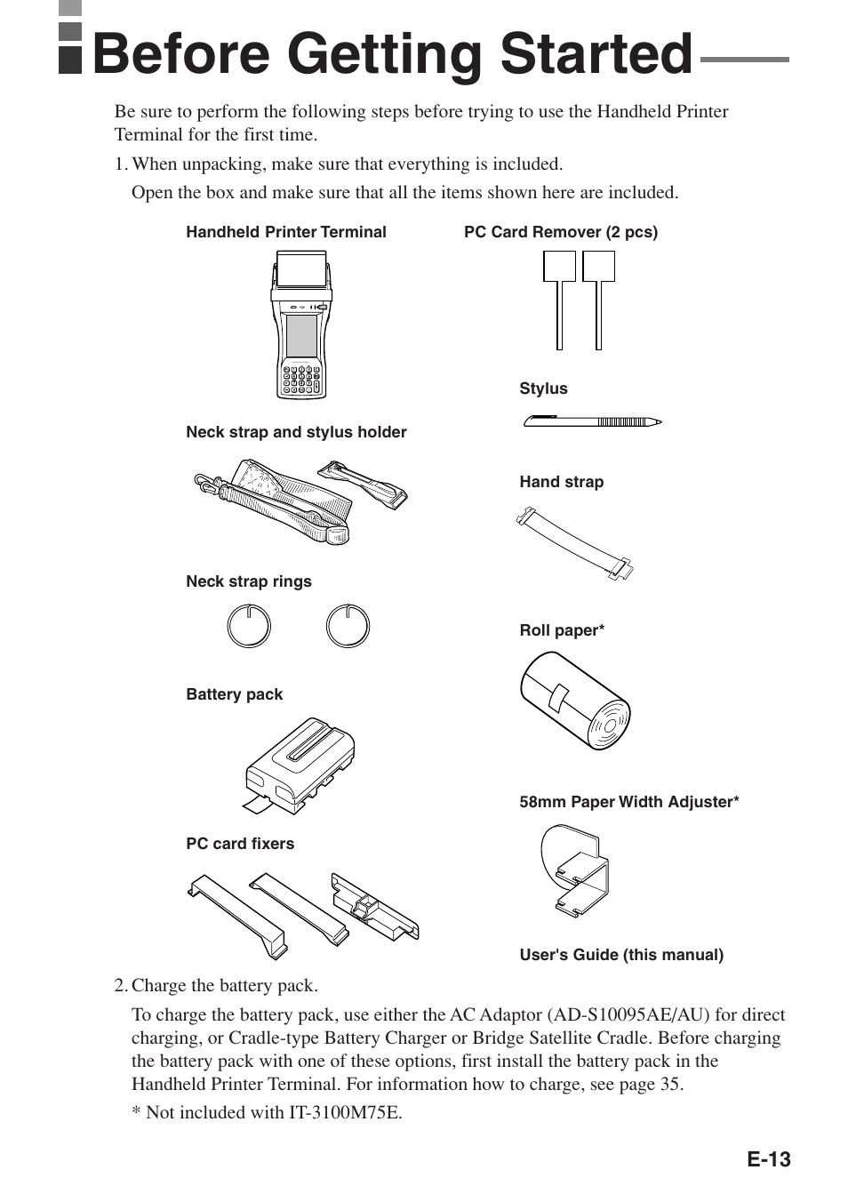 Before getting started | Casio IT-3100 User Manual | Page 15 / 75