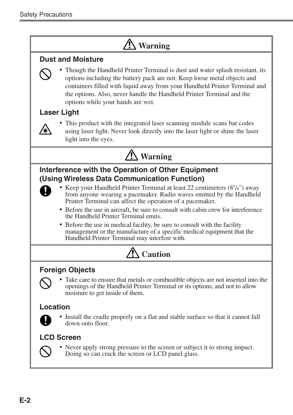 Warning, Caution | Casio IT-3100 User Manual | Page 4 / 75