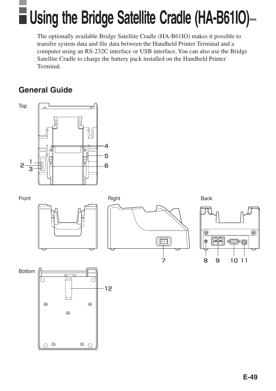 Using the bridge satellite cradle (ha-b61io) | Casio IT-3100 User Manual | Page 51 / 75