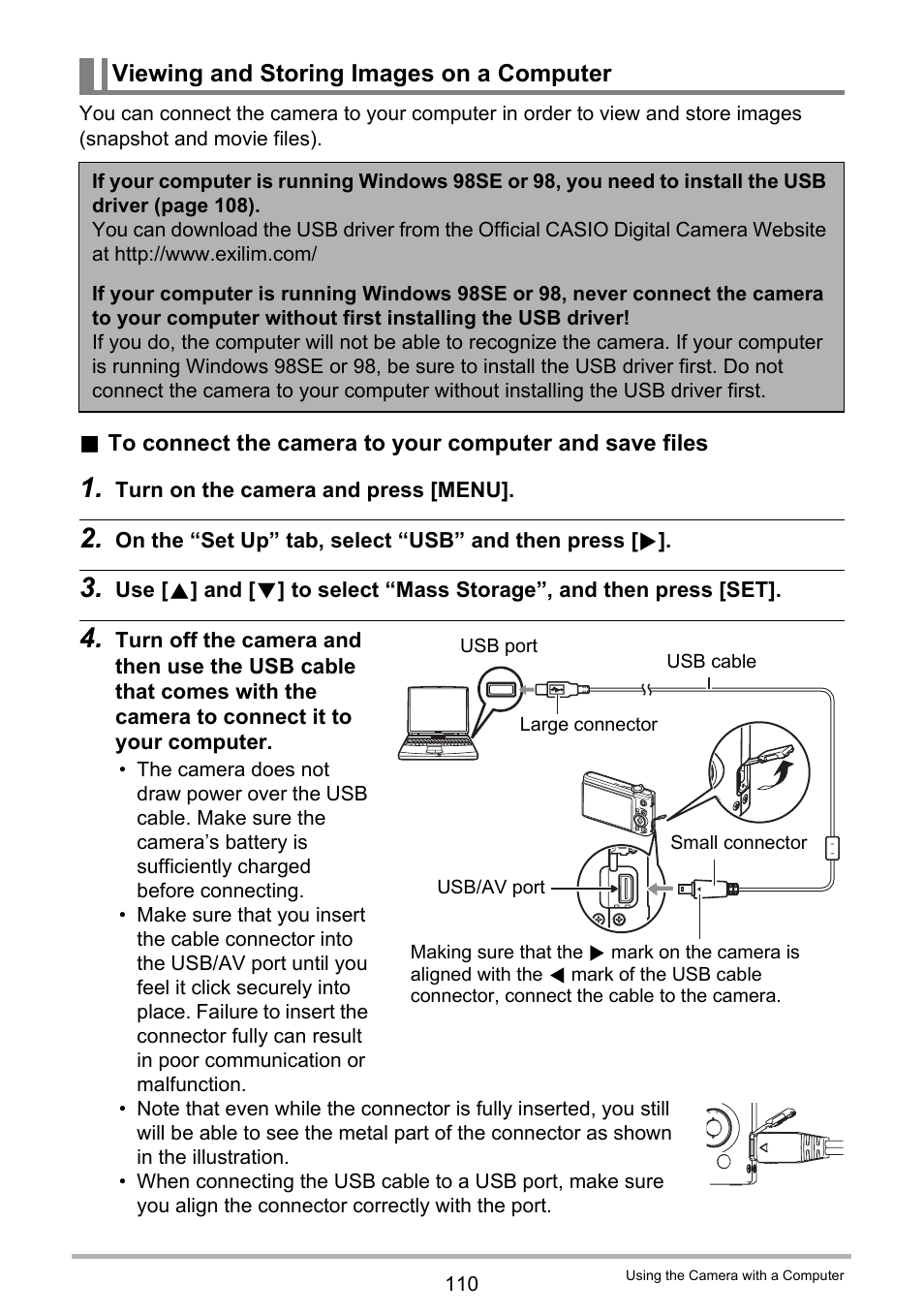 Viewing and storing images on a computer | Casio EX-Z100 User Manual | Page 110 / 171